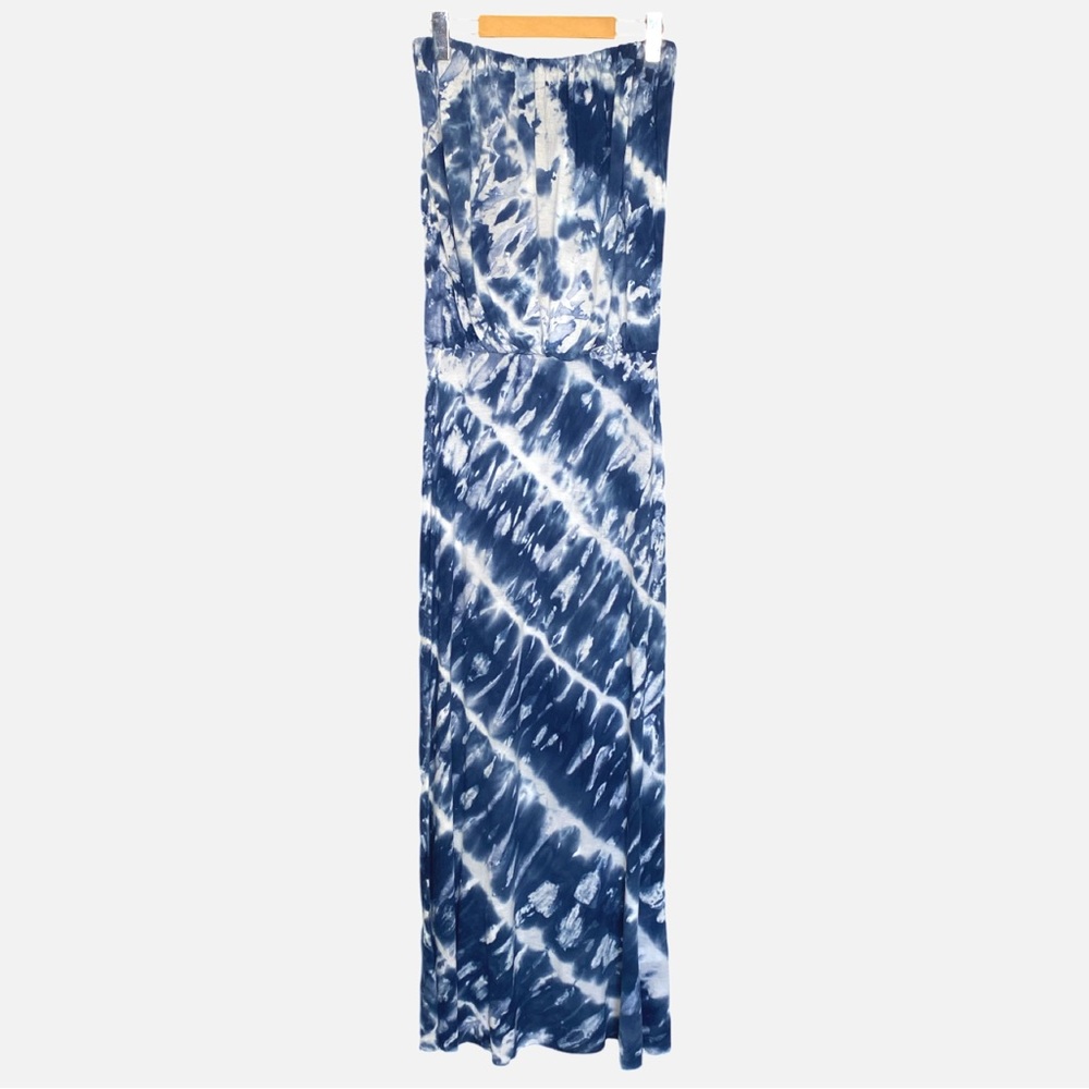 YOUNG FABULOUS & BROKE Tie Dye Strapless Maxi Dress - Blue - Size S